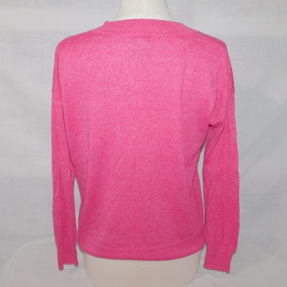 GAP womens M Pink Barbiecore V Neck Linen Blend Light knit Sweater - Picture 8 of 9